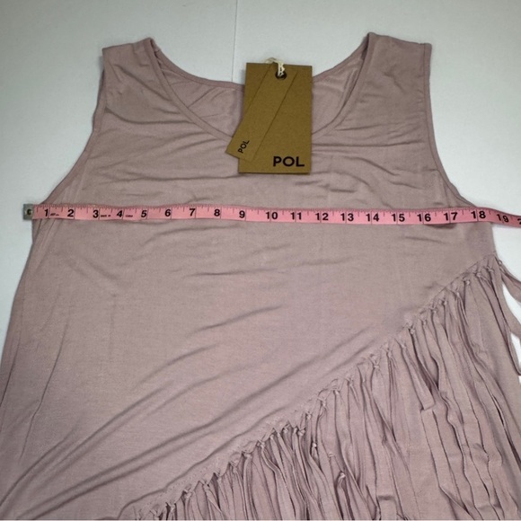 POL Mauve Fringe Tank Top Asymmetrical Hem Boho Festival Shirt Size Small NWT - Picture 3 of 6